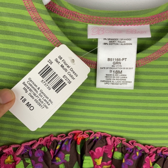 NWT! Bonnie Baby Floral Dress W/ Ruffle Sleeves - Picture 4 of 4